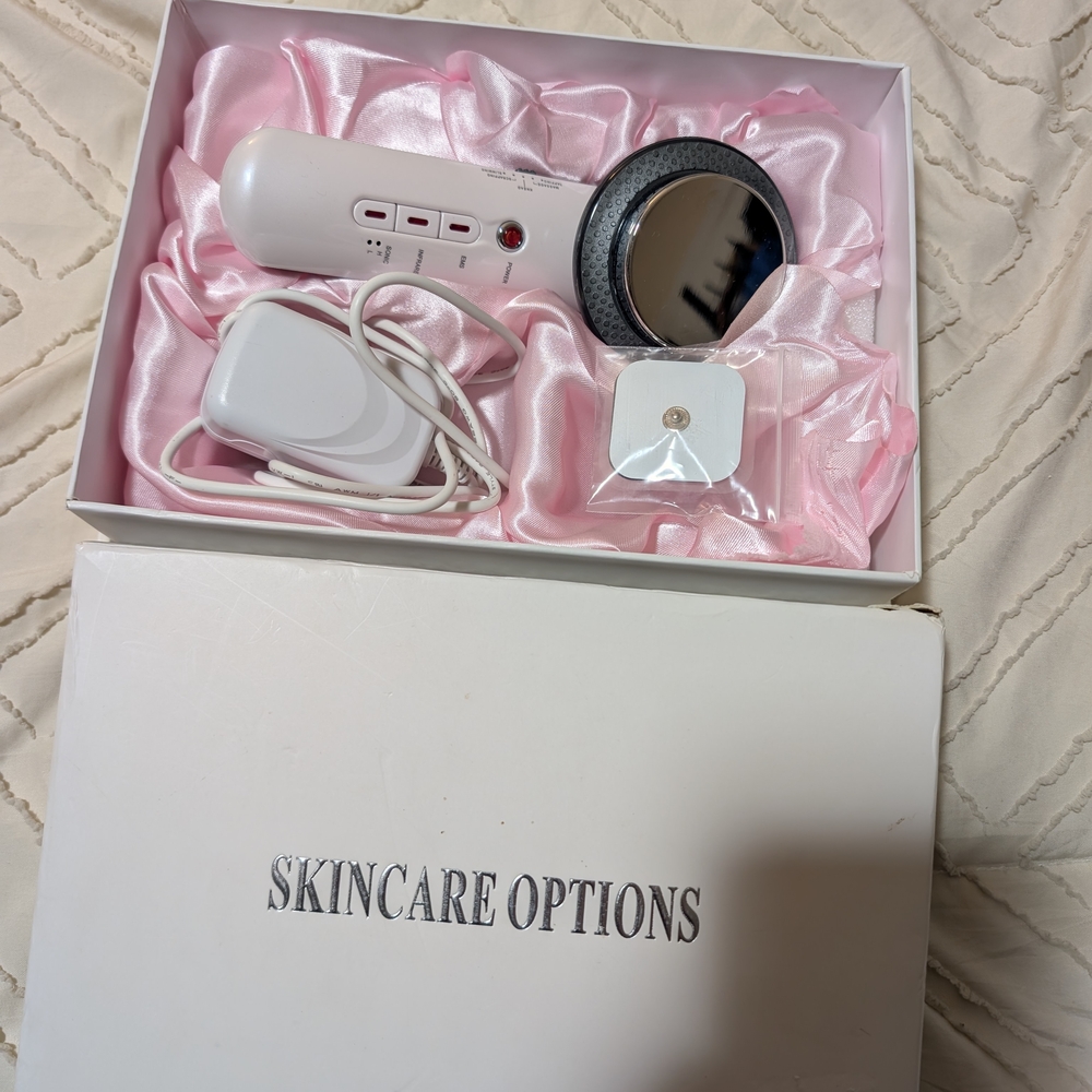 White Skincare Tool Set with Electronic Device and Accessories